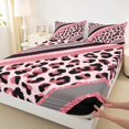 thumbnail image 3 of Homewish Pink Leopard Print Twin Sheet Sets for Female, Fashion Glitter Stripes Twin Fitted Sheet, Modern Abstract Ombre Flat Sheet, Ultra Soft Bedroom Decor, 3pcs, 3 of 7