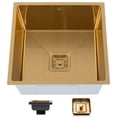 thumbnail image 4 of Strictly Sinks Undermount Bar Prep Sink – 18 Inch Single Bowl 16 Gauge Stainless Steel Tight 1/2″ Radius Corners Kitchen/Bar Basin With Drain Kit (Gold), 4 of 9