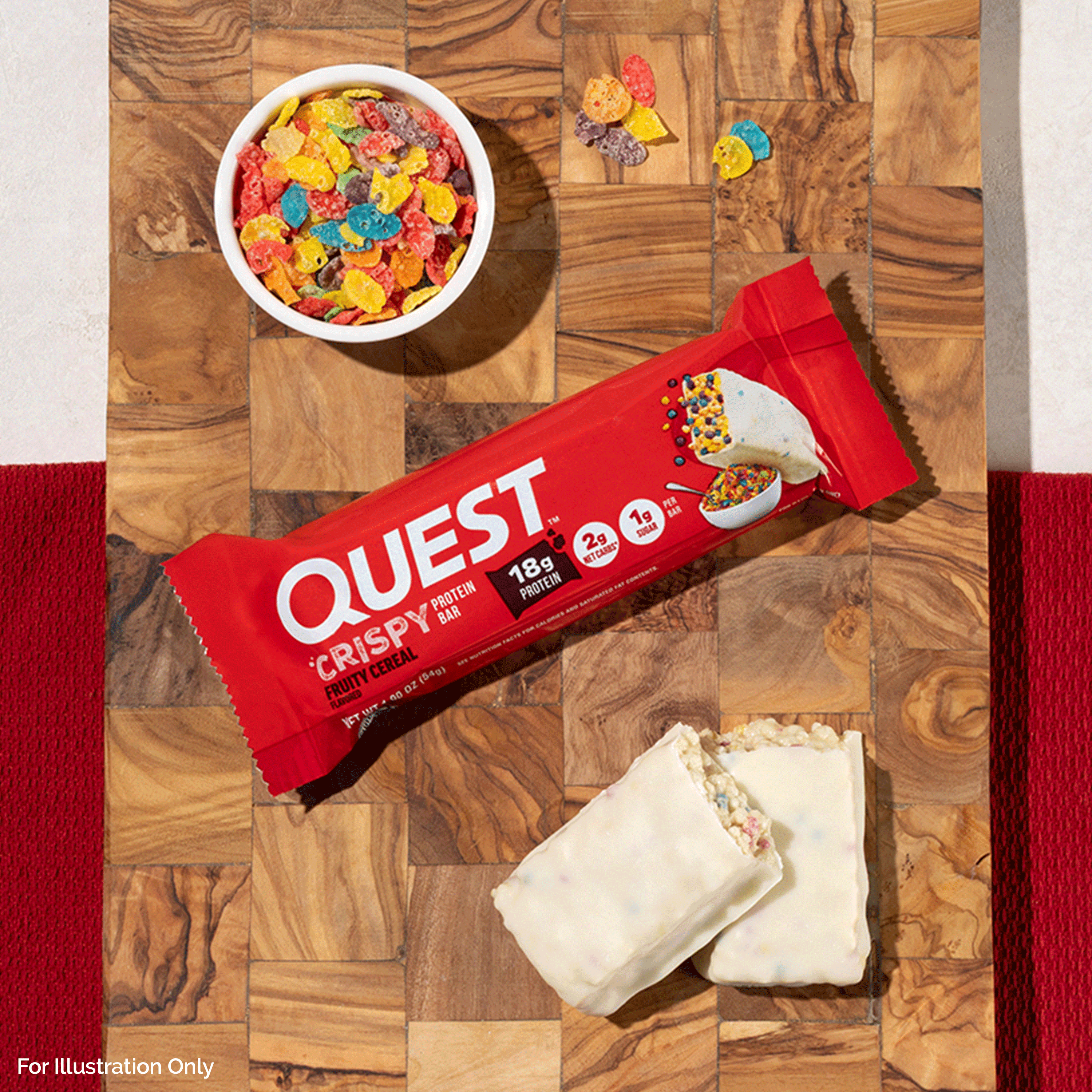 Quest Crispy Protein Bar, Fruity Cereal Flavor, 18g of Protein, 12 Count