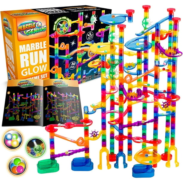 Marble Genius Glow Marble Run Extreme Set 300 Complete Pieces + Free