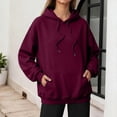 thumbnail image 2 of JULMCOMO Hoodies for Women Drop Shoulder Casual Pullover Oversized Hoodie Drawstring Hooded Baggy Sweatshirt with Kangaroo Pocket Wine L, 2 of 5