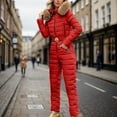thumbnail image 2 of SRZYMJ Women's Wide Leg Jumpsuit Stylish Women's Hooded Jumpsuit with Large Collar Korean Design Slim Fit Insulated Winter Ski Suit for, 2 of 4