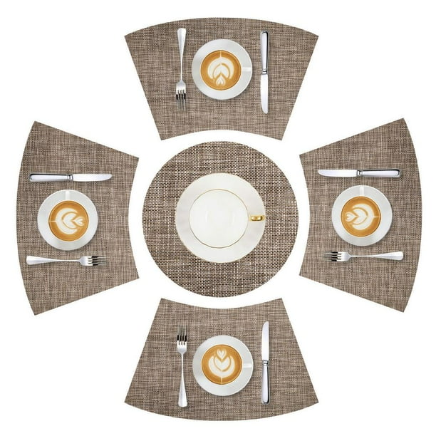 Round Table Placemats Set of 5, Wedge Decorative Placemats with