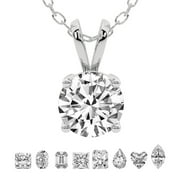 FRIENDLY DIAMONDS Lab Grown Diamond Pendant Necklace For Women | 0.50 Carat IGI Certified Round Shape FG-VS | Solitaire Pendant Necklace 14K White Gold | Quartze Split Bail