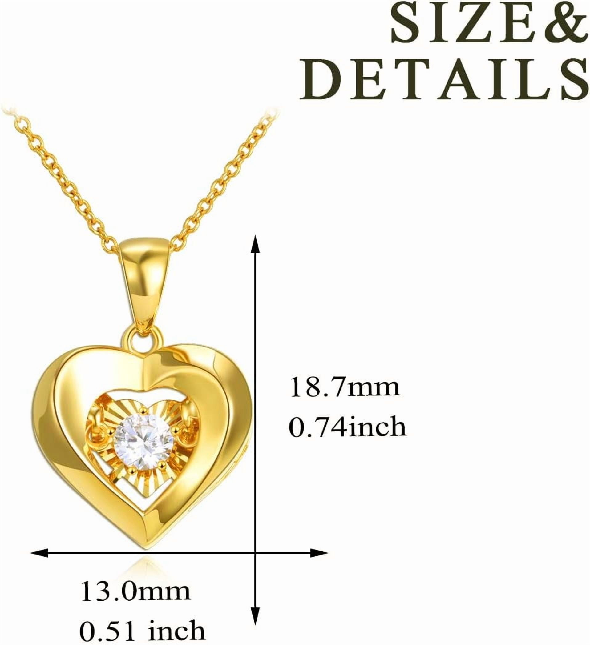 Real 18k Gold Heart Necklace for Women, Fine Cubic Zirconia Love Jewelry Gifts for Her (18kt Gold Chain 16+2 inch)