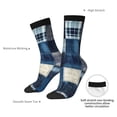 thumbnail image 4 of Fuzoiu Indigo Patchwork Quilt Print Athletic Crew Socks for Men & Women,Casual Crew Socks,Above Ankle Crew Socks for Business, Casual, 4 of 6