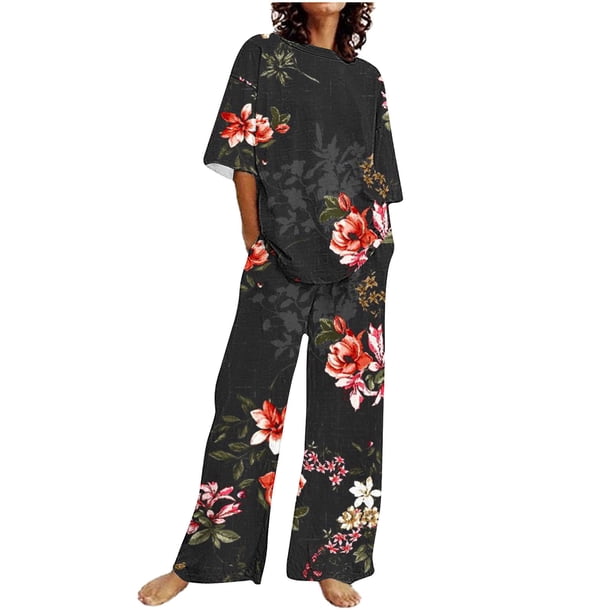 Conjunto Corto para las Mujeres Color Sólido Casual sin Mangas Y Pantalones Cuello Redondo de Dos Piezas