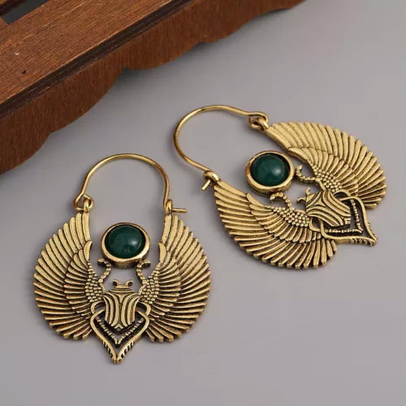 HOOUN Vintage Bohemian 14K Plated Wings Hoop Earrings Exquisite Jewelry Gift For Women-Golden color