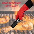 thumbnail image 3 of 1 par de manoplas para parrilla de horno resistentes al calor, accesorios largos antideslizantes e impermeables para guantes de barbacoa para hombres y mujeres, agarraderas de silicona negras, rojo, 3 of 3