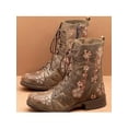 thumbnail image 3 of Ferndule Retro Ankle Boots for Women Winter Warm Floral Lace Up Mid Calf Shoes Comfort Booties, 3 of 3