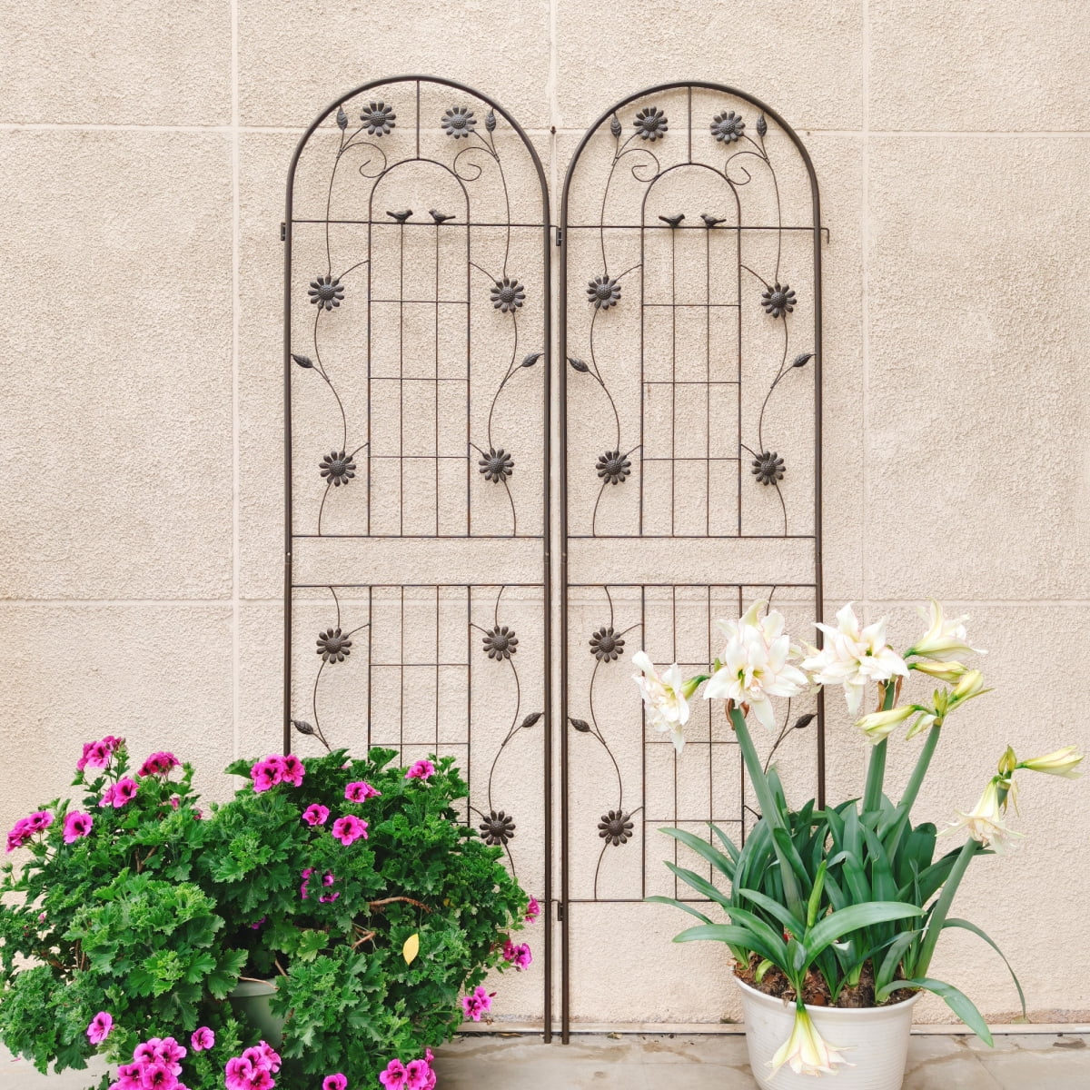 2 Pack Metal Garden Trellis 71 x 19.7 Rustproof Outdoor Trellis for Climbing Plants Vertical Flower Vine Support Brown