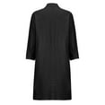 thumbnail image 5 of Holloyiver Women's Loose Double Pocket Long Sleeve Solid Color Cotton Cardigan Dresses S-4XL, 5 of 7