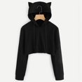 thumbnail image 2 of YCNYCHCHY 2023 Autumn Winter Cat Ears Hoodies For Women Long Sleeve Crop Top Hoodie Sweatshirts Harajuku Sexy Kpop Black Hooded Cropped, 2 of 6