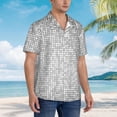 thumbnail image 3 of Balery Silver Mosaic Camisas hawaianas de manga corta para hombre, camisas playeras de corte holgado, camisas de vacaciones con botones,XX-Large, 3 of 7