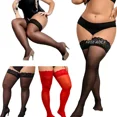 thumbnail image 3 of FREEAUCE Plus Size Fishnet Anti-slip Lace Top Women Stockings Nylon Stocking Thin Sheer Socks 1188 One Size, 3 of 4