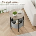 thumbnail image 6 of End Table, Small Round Side Table with Fabric Basket, Set of 2 Half Round Side Tables Half Moon Accent Coffee Tables, Bedside Table, Tea Sofa Table Nightstand for Living Room, Bedroom, Gray, 6 of 18