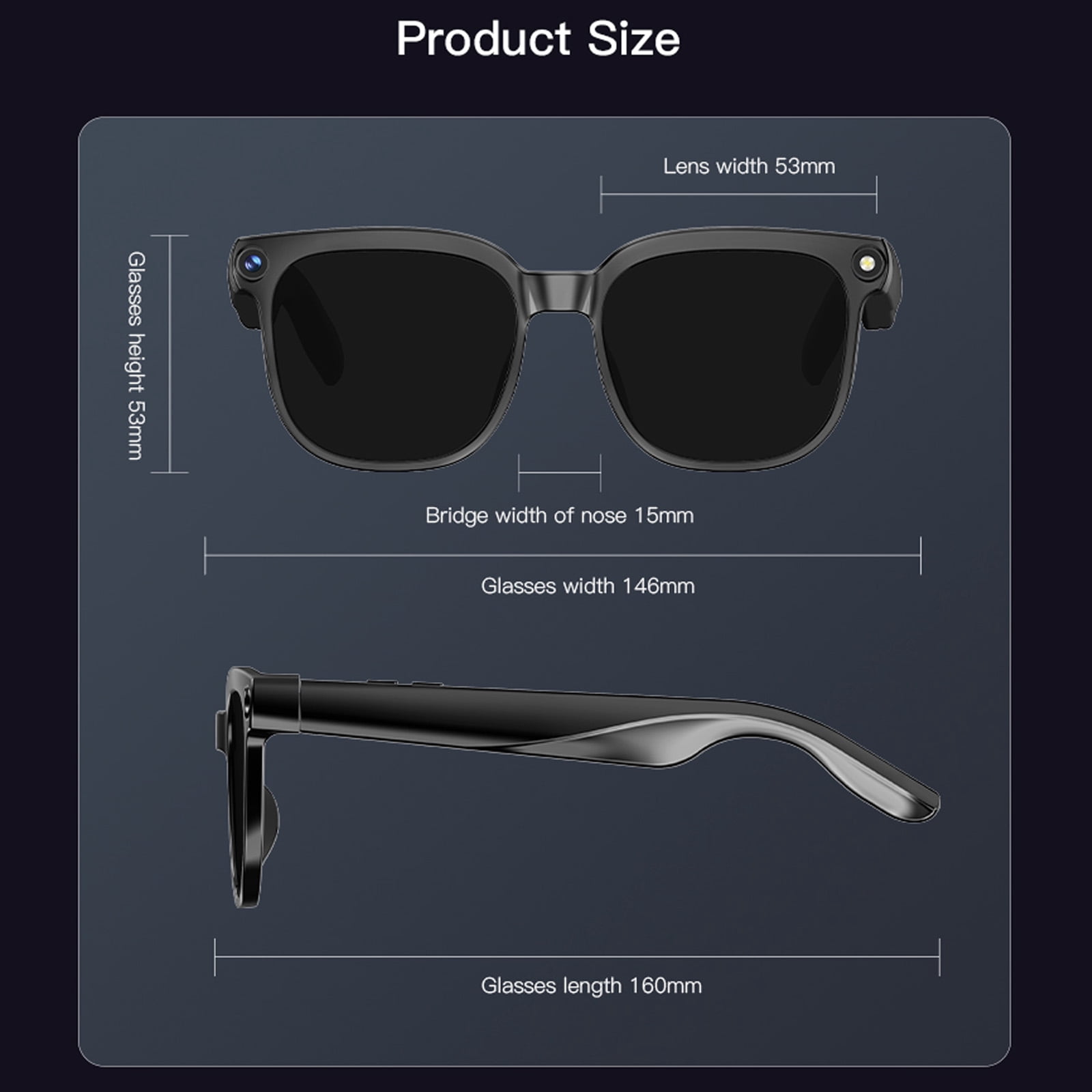 HIVISUALS AI Smart Glasses with Camera & ChatGPT, Hands-Free 1080P Video, Real-Time Translation, 7H Playtime, Open-Ear Audio, Detachable Lenses for Travel Vlog
