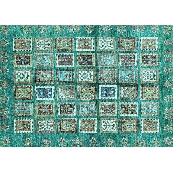 Ahgly Company Indoor Rectangle Abstract Light Blue Modern Area Rugs, 8' x 12'
