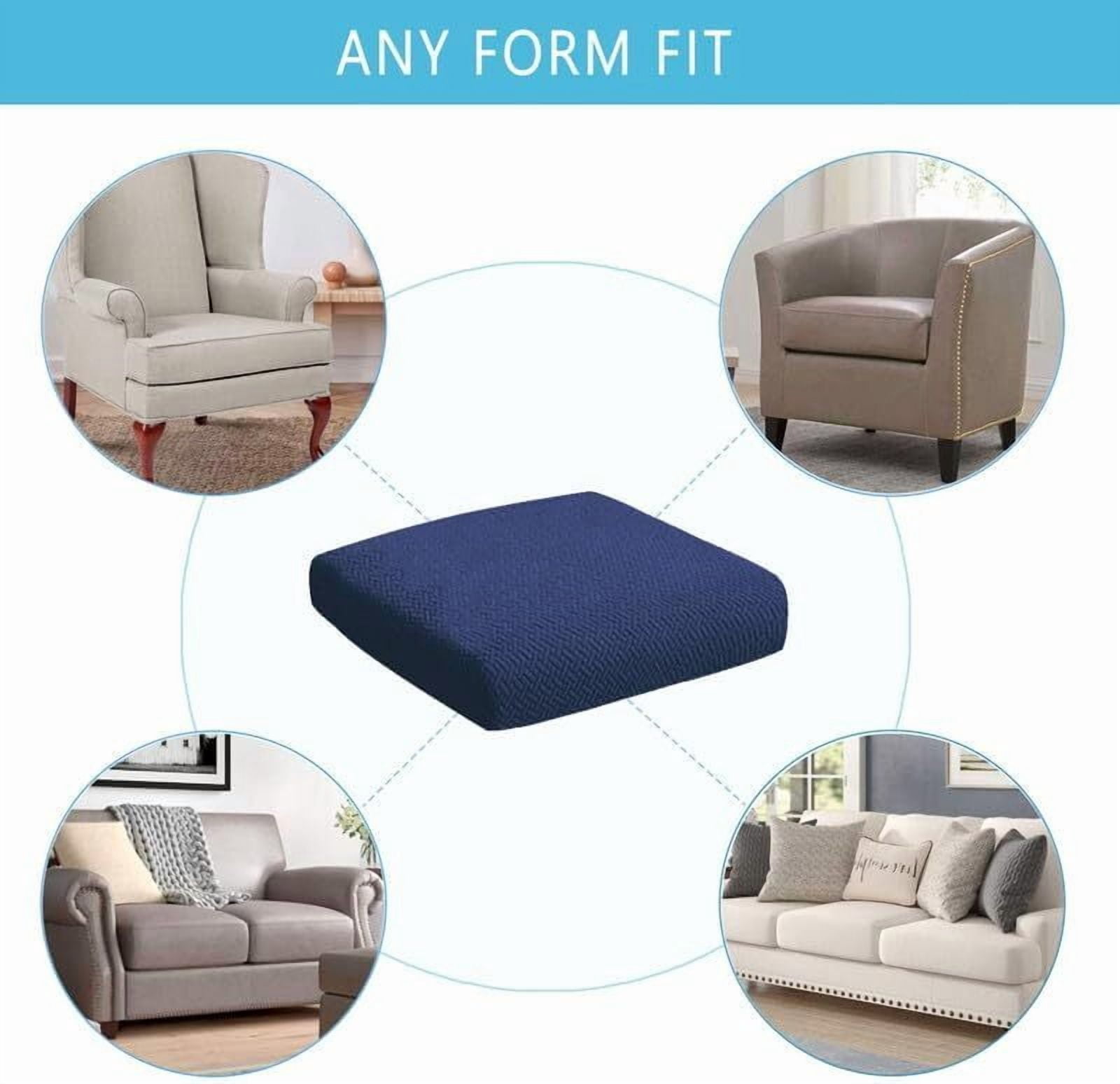 JIAN YA NA 2-Piece Waterproof Cushion Covers Replacement, Outdoor Patio Sofa Seat Cushion Slipcovers, Elastic Outdoor Furniture Protector (Navy blue)