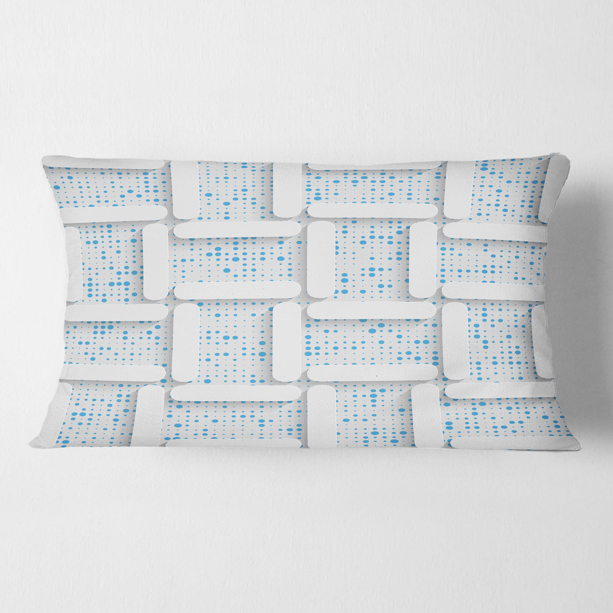 Designart 3D White And Light Blue Pattern I' Mid-Century Modern Throw Pillow - 12x20