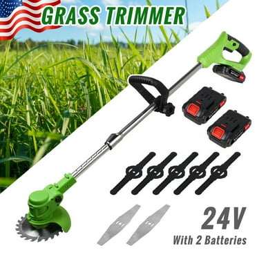 Electric Weed Lawn Edger, 24V Grass Trimmer, Wacker Cordless Edgers in Lawn and Garden with 2 Battery, Grass Cutting Machin for Backyard Park, Green