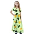 thumbnail image 6 of BFHHYA Girls Short Sleeve Maxi Dress Teens Fashion Print Loose Flowy Dress Summer Beach Boho Tshirt with Pockets Size 4-14 Y, 6 of 8