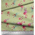thumbnail image 3 of Soimoi Green Georgette Viscose Fabric Red Berries & Floral Stripe Printed Craft Fabric by the Yard 42 Inch Wide, 3 of 3