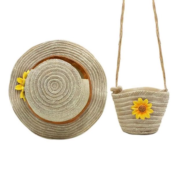 Plantador de bolsas de sombrero Boho y Hanging Flower Resin Creative for Balcony Garden Yard