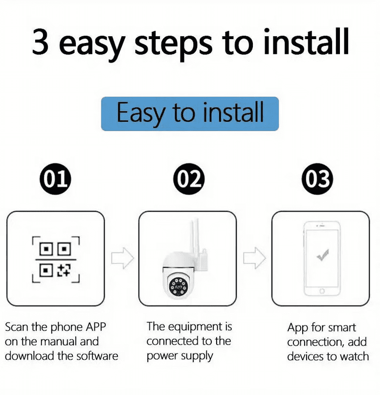 ZOUYUE AUSALL FHD (1082P) Outside Surveillance Camera 360° CCTV Camera System with Night Vision