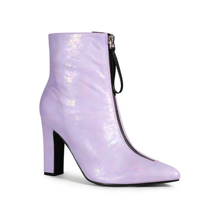 

Perphy Pointed Toe Front Zip Chunky Heel Ankle Boots for Women