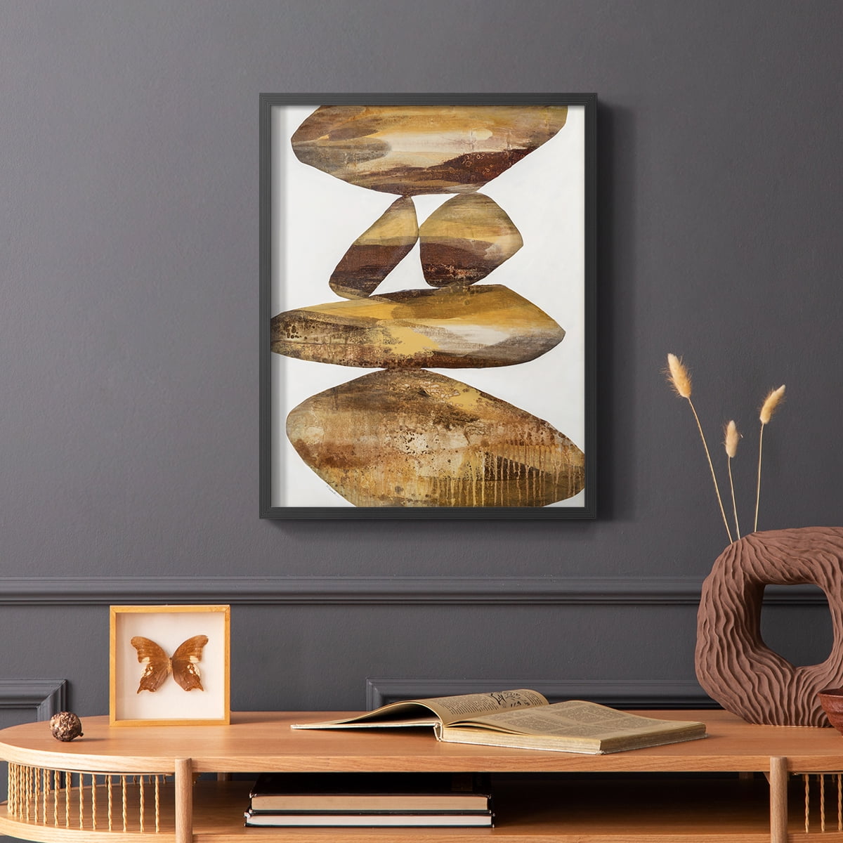 Rocks I in Black Solid Wood 8 x 10 Framed Print