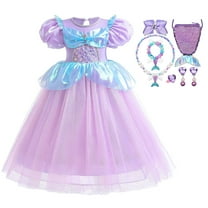 SUEE Girls Mermaid Princess Dress Ariel Costume Wedding Halloween Outfits, Size 3-9T
