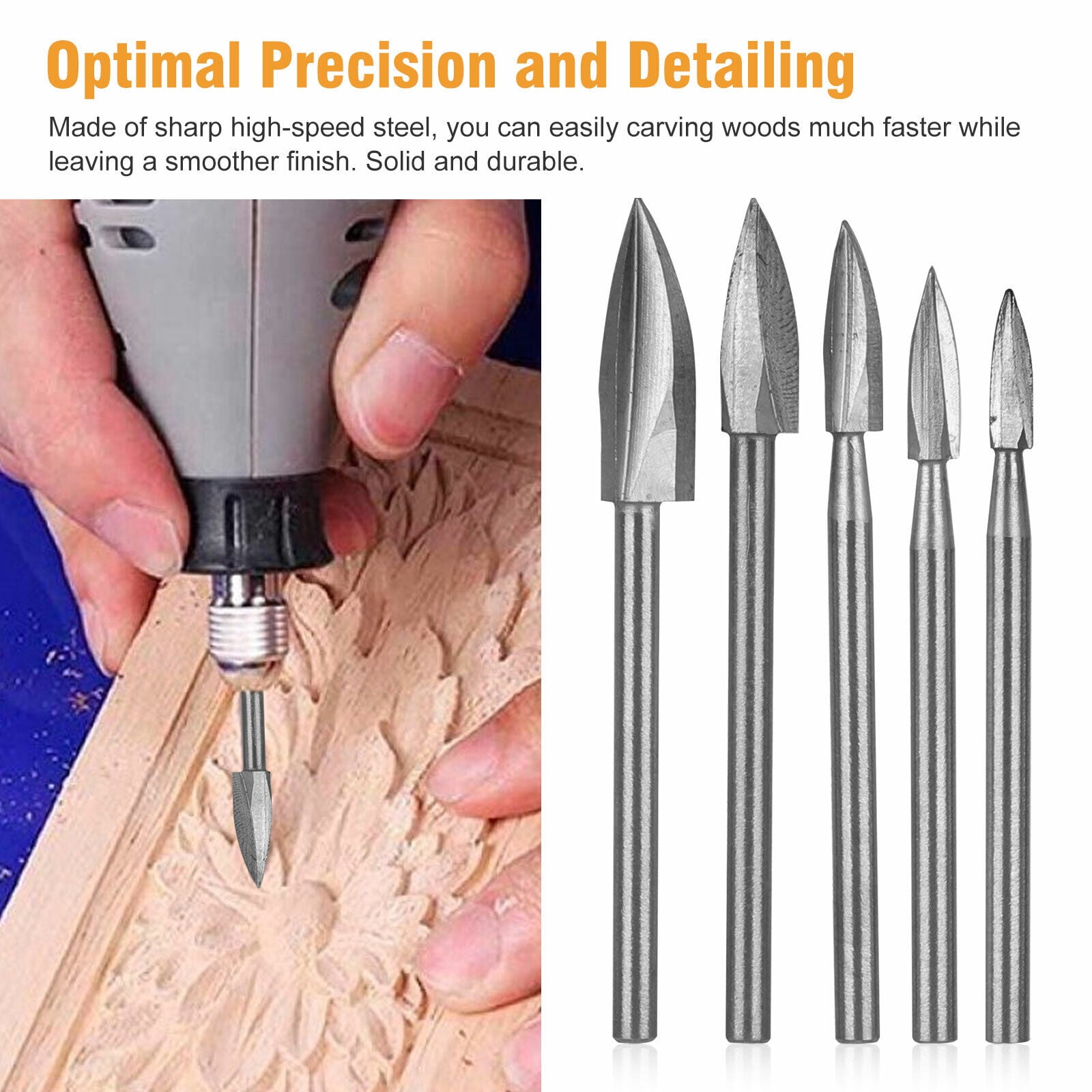 10Pcs 1/8" Wood Carving Engraving Drill Bit Set Milling Cutter For Dremel Rotary
