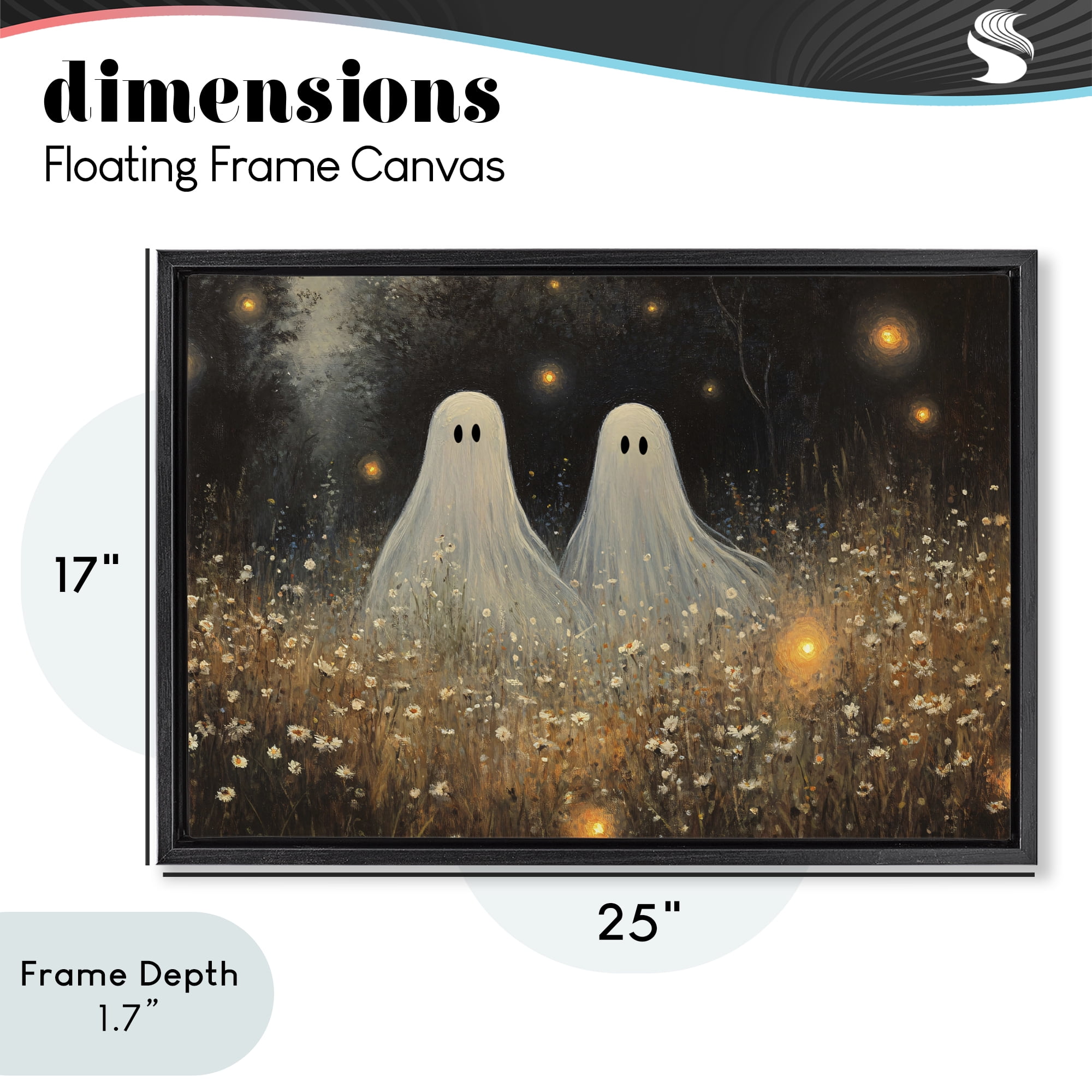 Stupell Industries Ethereal Ghost Twins Black Framed Floater Canvas Wall Art, design by Jacky Ngan