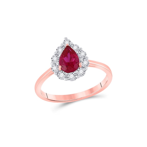 FB Jewels 14kt Rose Gold Womens Pear Ruby Diamond Teardrop Solitaire Ring 7/8 Cttw