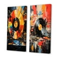 thumbnail image 3 of Designart "Retro Disc Popart Dreams II" Vinyl Records Wall Art Set Of 2 - Multi-Color Fashion Canvas Set For Living Room Decor, 3 of 6
