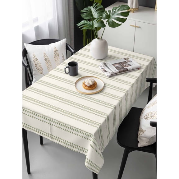 Sage Green Striped Tablecloth Rectangle Table Cloths 54x108, Waterproof Tablecloth Outdoor Table Cloth, Modern Farmhouse Green Stripes Washable Table Cover for Kitchen Dinning Party