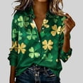 thumbnail image 1 of TaTaai Women Fashion St. Patrick's Day Long Sleeve Shirt Ladies Printed Round Neck Casual Blouse Lightweight Soft Polyester Top for Daily Party Work Vacation All Seasons Wear Gift, 1 of 5