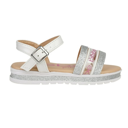 

Girl s Fashion Sparkly Flat Sandals with Fancy Glitter and Clear Vinyl Strap White Size 4