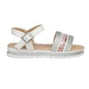 bebe Fashion Sparkly Flat Sandals for Girls, White (Size 4)