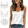 thumbnail image 3 of Otntypg Womens Silk Satin Tank Tops Trendy V Neck Casual Cami Vest Sleeveless Camisole Blouses Summer Basic Solid Color Tank Shirt White M, 3 of 9