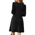 thumbnail image 6 of HongQid Womens Long Sleeve Tunic Dress Fall Fashion Sweater Dress with Pockets Pleated Front Casual Winter, 6 of 6