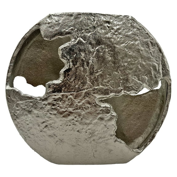 Bergamo Art 13" Decorative Handmade Aluminum Earth Inspired Flower Vase - Silver