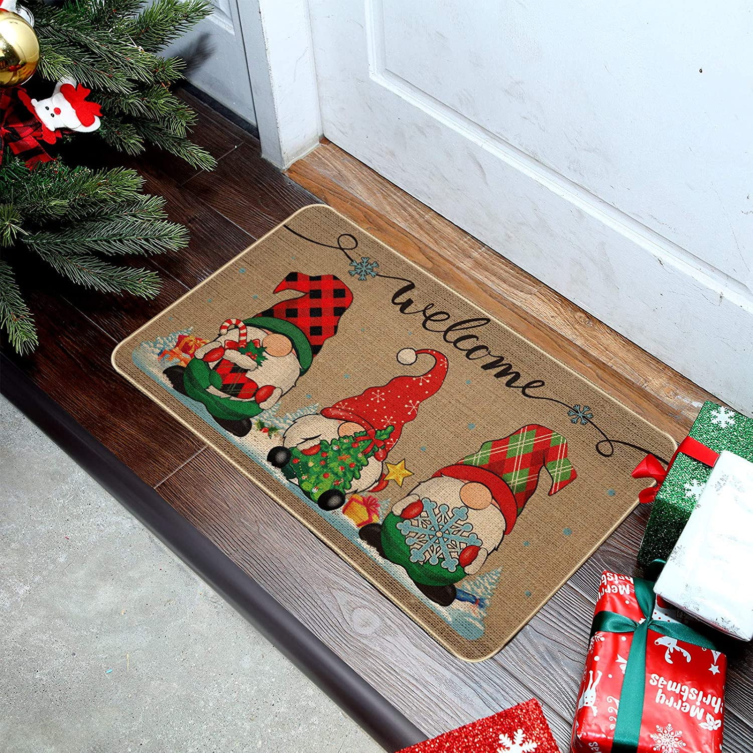  Indoor Doormat Entryway Rugs Christmas Gnome Xmas Tree Winter  Snow Floor Mats Front Door Rug Non Slip Welcome Mat Absorbent Door Mat for  Kitchen Bath Patio 20x31.5 Inch : Home 