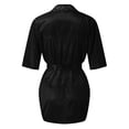 thumbnail image 4 of Zhi Women's Solid Nine-Minute Sleeve Satin Lace Robe, Silky Fabric, Nightwear & Lounge Wear,Black, 4 of 6