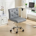 thumbnail image 3 of VECELO Armless Office Desk Chair, Height Adjustable PU Leather Swivel Task Chairs, Light Gray, 3 of 12