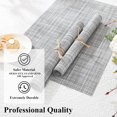 thumbnail image 4 of Woven Vinyl PVC Placemats Set of 4 Wipe Clean Table Placemats Heat Resistant Wipeable Non Slip Table Mats Indoor Outdoor, Gray White, 4 of 6