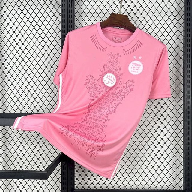 Traje De Entrenamiento Rosa De Argelia Para La Temporada 24-25, Uniforme Clásico De Fútbol De Verano, Camiseta De Manga CortaS