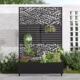 thumbnail image 2 of MAYEERTY 47*16*72" Outdoor Black Metal Planter Box with Trellis for Climbing Plants, Leafy & Parallel Pattern, 2 of 8