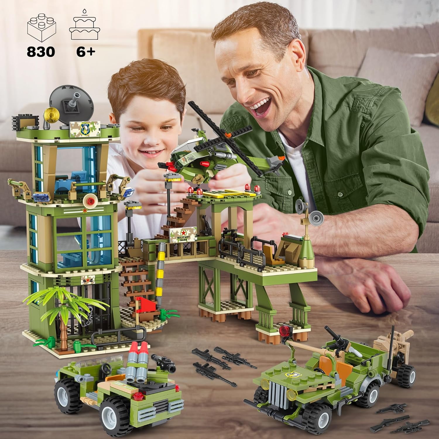 Remocguys Military Base Building Set Army Block Toys for Boys Age 8+ Compatible with Lego 830 Pcs
